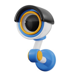 3d security camera observing, providing surveillance and ensuring safety on transparent background