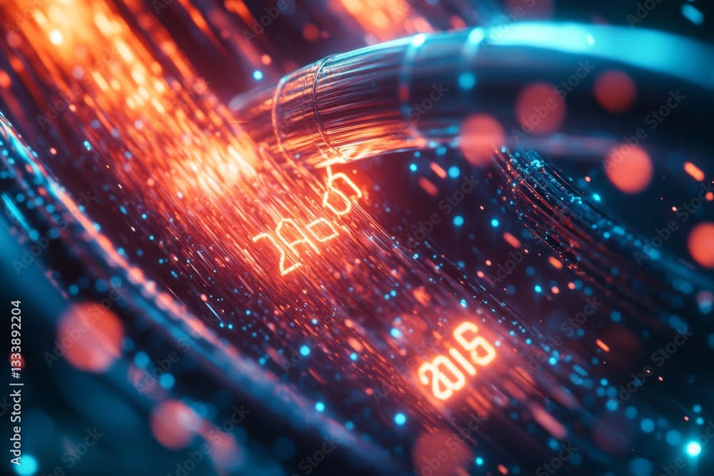 Poster futuristic digital network with glowing dates