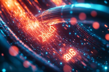 Futuristic digital network with glowing dates