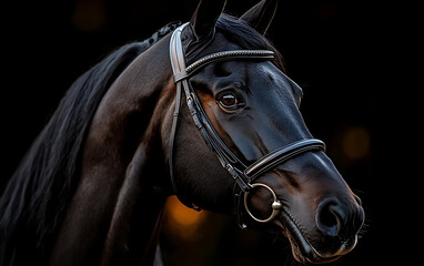 Majestic Black Dressage Horse and Rider Saluting in Elegance
