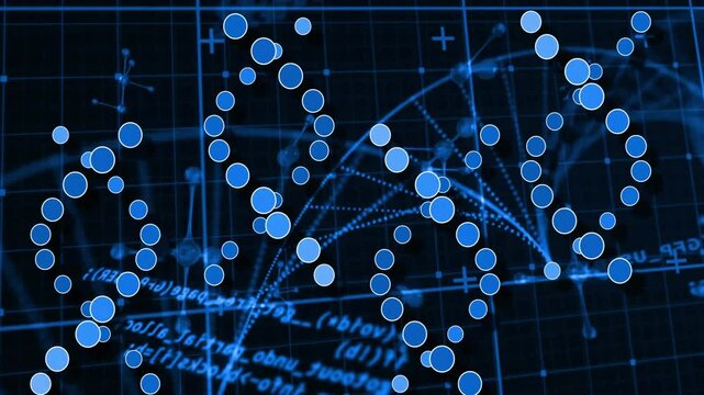 Animation of mathematical graphs with blue data points over grid background in school