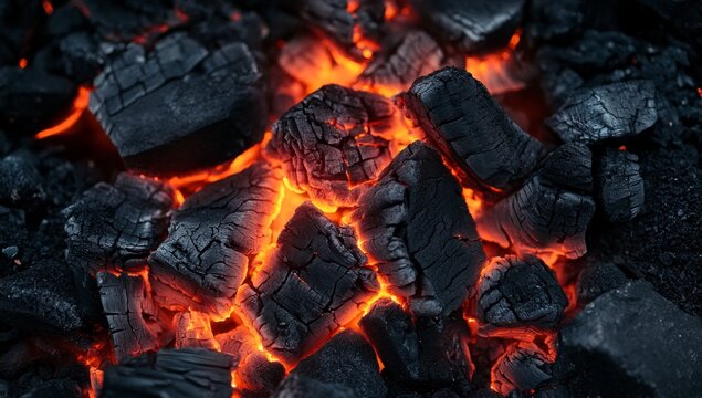 Glowing charcoal embers