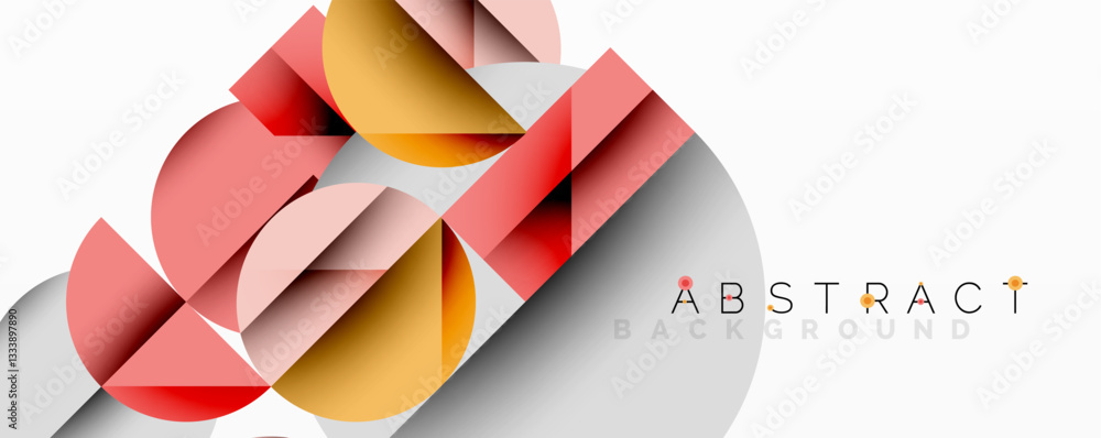 Leinwandbilder Abstract geometric artwork with overlapping circles and gradients, circle square triangle shapes background featuring sharp angular cuts, smooth shading, and structured layered composition