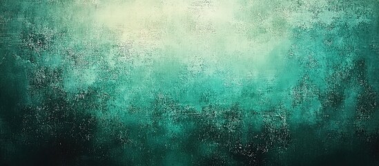 Fototapeta premium Abstract teal green grunge background texture with dark mist and water splashes. Dark, moody background with space for text or design