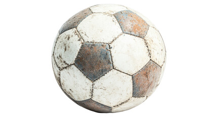 Old soccer ball with transparent PNG background