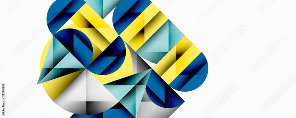 Aufkleber Modern abstract composition with layered circles and angular segments featuring gradients, transparency effects, and a structured geometric layout