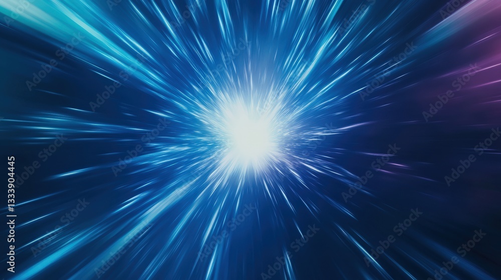 Poster a vibrant burst of light in a blue background, depicting a sense of speed and energy, creating a dyn
