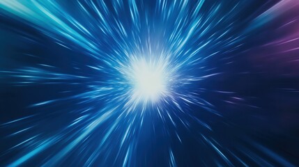 Fototapeta premium A vibrant burst of light in a blue background, depicting a sense of speed and energy, creating a dynamic visual effect.
