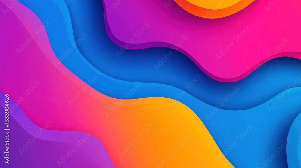 Poster vibrant abstract waves of colorful gradients in flowing patterns