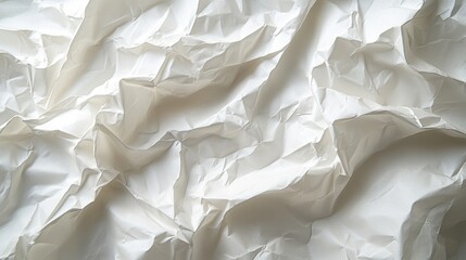 Obraz premium A soft, textured backdrop of crumpled white paper, revealing natural creases and subtle shadows that add depth and dimension to any design.