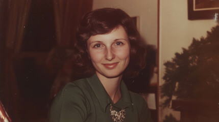 Vintage 1970s portrait of a diplomat woman with tough toned expression