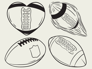 American football set icon, sportsman player celebrates win sketched doodle in hand drawn style.