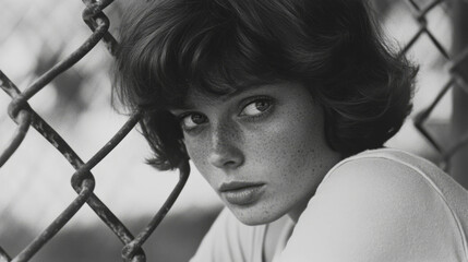 Vintage 1970s feminist portrait with tough expression