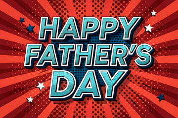 Vibrant Father's Day Card with Radiant Red and White Starry Design