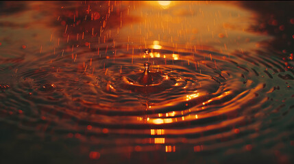 Rain Droplet Impact on Water Surface