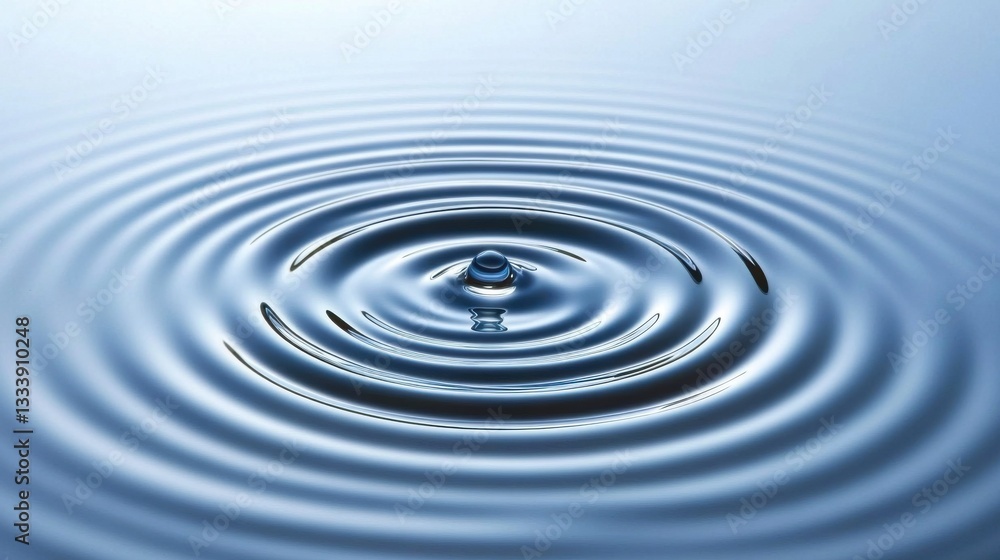 Poster water ripples with single drop creating circular patterns on surface