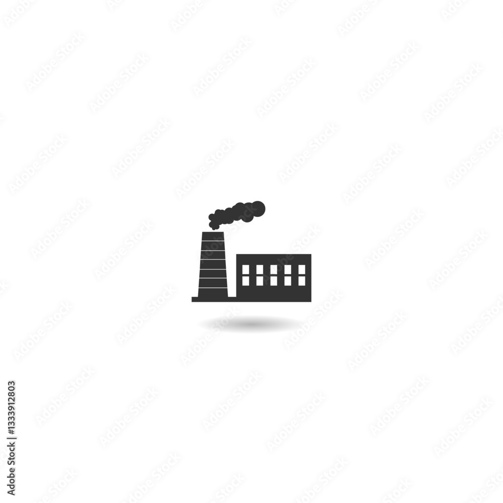 Poster simple factory icon with shadow