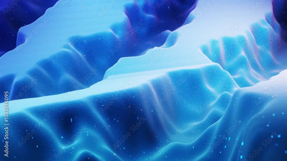 Poster smooth animation blue wax landscape - 4k looped background with a beautiful, soft animation of waves