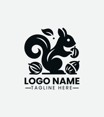 Squirrel Nuts Silhouette Logo Design