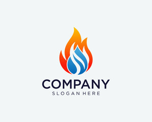 fire and water drop logo