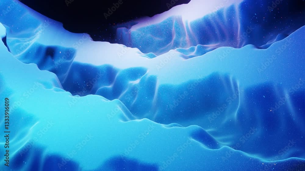 Poster smooth animation blue wax landscape - 4k looped background with a beautiful, soft animation of waves