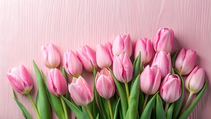 Obraz premium Pink tulips on a Pink background