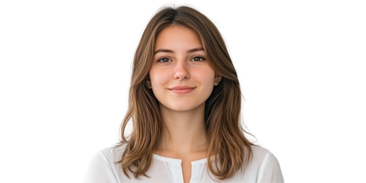 Youthful Serenity: A young woman with radiant skin and a gentle smile, captured in a captivating portrait.