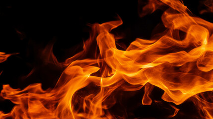 Fototapeta premium Intense flames on black background for creative design and dramatic effect