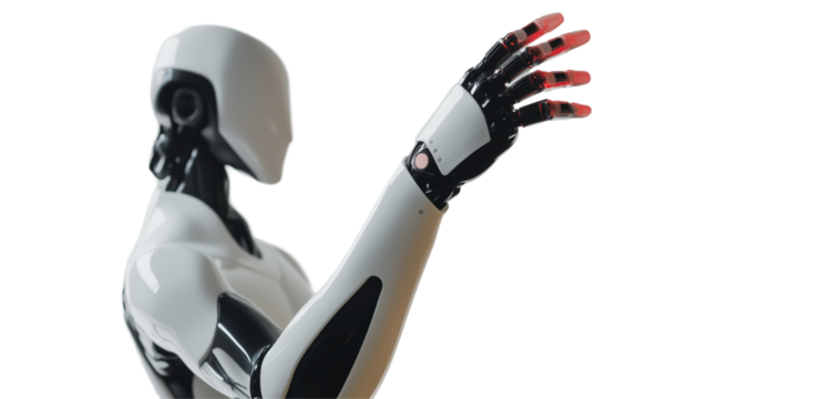 Cybernetic Arm's Reach: A sleek, futuristic robot arm extends outwards, offering a glimpse into advanced technology.