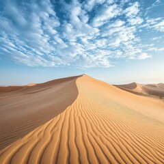 Scenic view of dunes under a blue sky in the desert