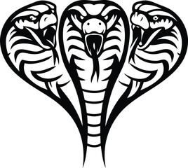 Multiple head snake premium quality vector illustration, Multiple head snake silhouette and line art vector
