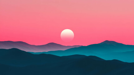 Fototapeta premium Tranquil minimalist landscape at sunset for calm and peace