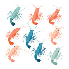 Color Shrimp Vector Art Design/Icon