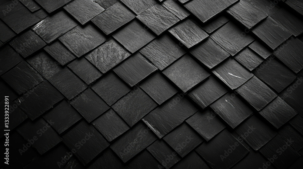 Poster monochrome geometric tile pattern with overlapping slate textures