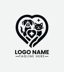 Fototapeta premium Pet Love And Care Logo Design , Animal Care Logo