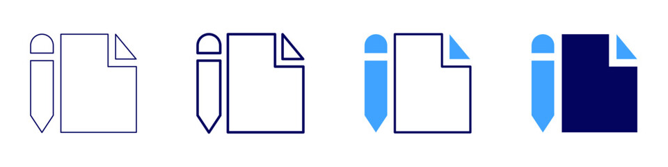 Edit poster​ icon in 4 different styles. Thin Line, Line, Bold Line, Duotone. Duotone style. Editable stroke