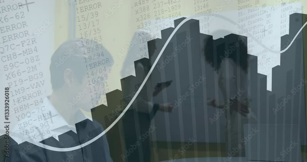 Poster in school, animation overlaying participants with error messages and data charts