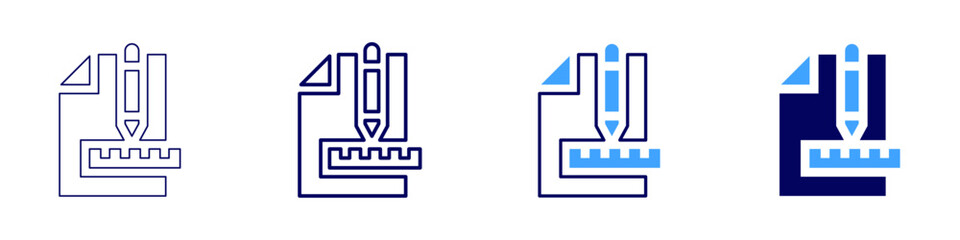 Edit tools icon in 4 different styles. Thin Line, Line, Bold Line, Duotone. Duotone style. Editable stroke