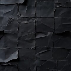 Black paper background with torn edges, arranged in squares and rows, creating an abstract pattern with a depth-of-field effect.