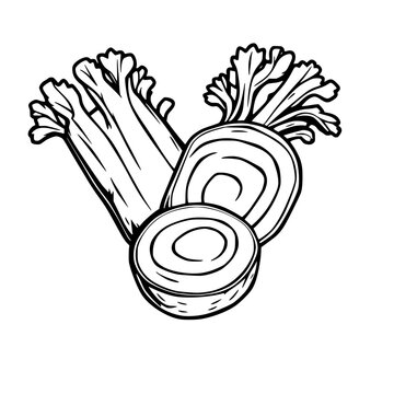 black and white celery slices clip art preview