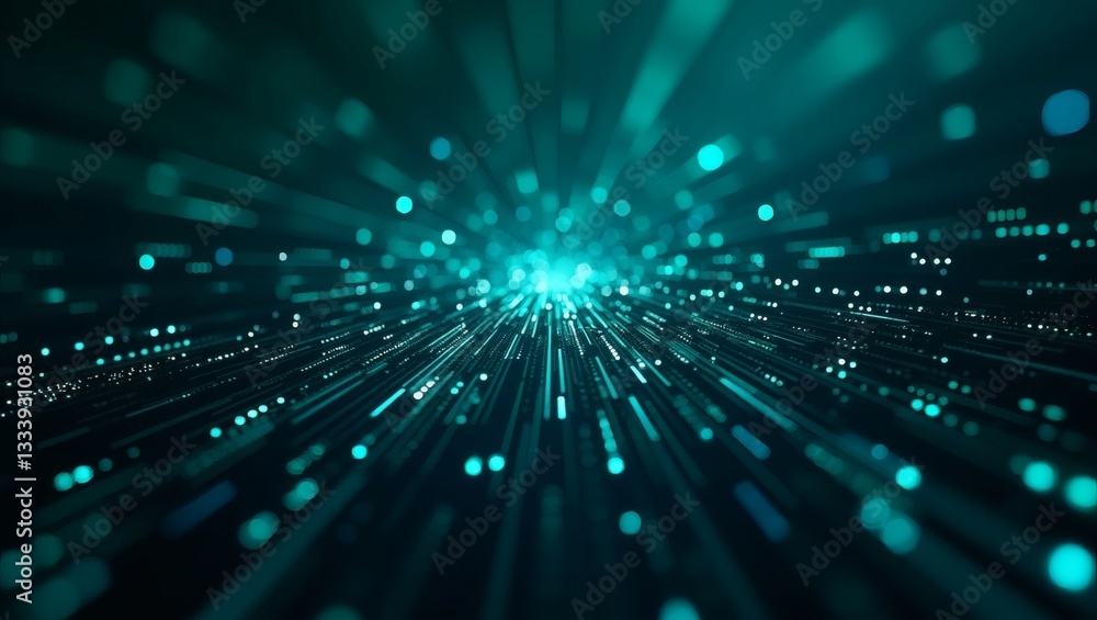 Poster abstract digital data stream, perfect for illustrating technological concepts such as big data or cyber security