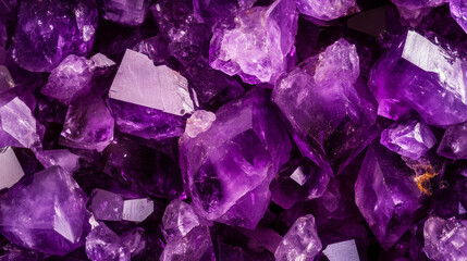 Fototapeta premium Chaotic amethyst texture with purple crystal points for design and decoration
