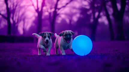 two little puppies running