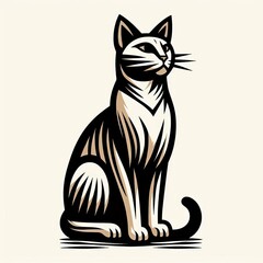 Obraz premium Woodcut Style Cat Illustration 