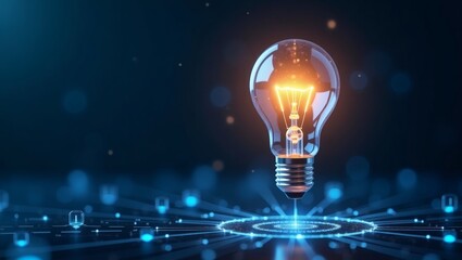 glowing lightbulb as a symbol of innovation, creativity, and ideas on the digital platform