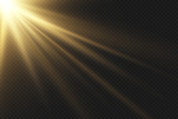 Glowing magical rays of light. On a transparent background.