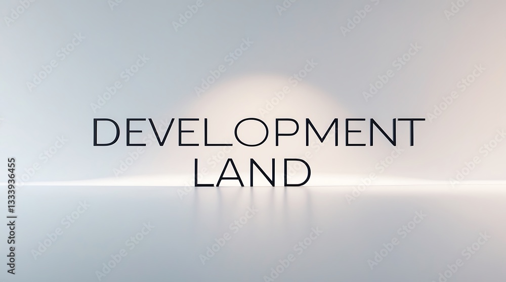 Poster text promoting development land with minimalistic design and clean lines in a modern space