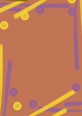 abstract background with colorful paint, Abstract frame with yellow and purple geometric elements on a muted brown background. Playful and contemporary design with a modern and artistic feel