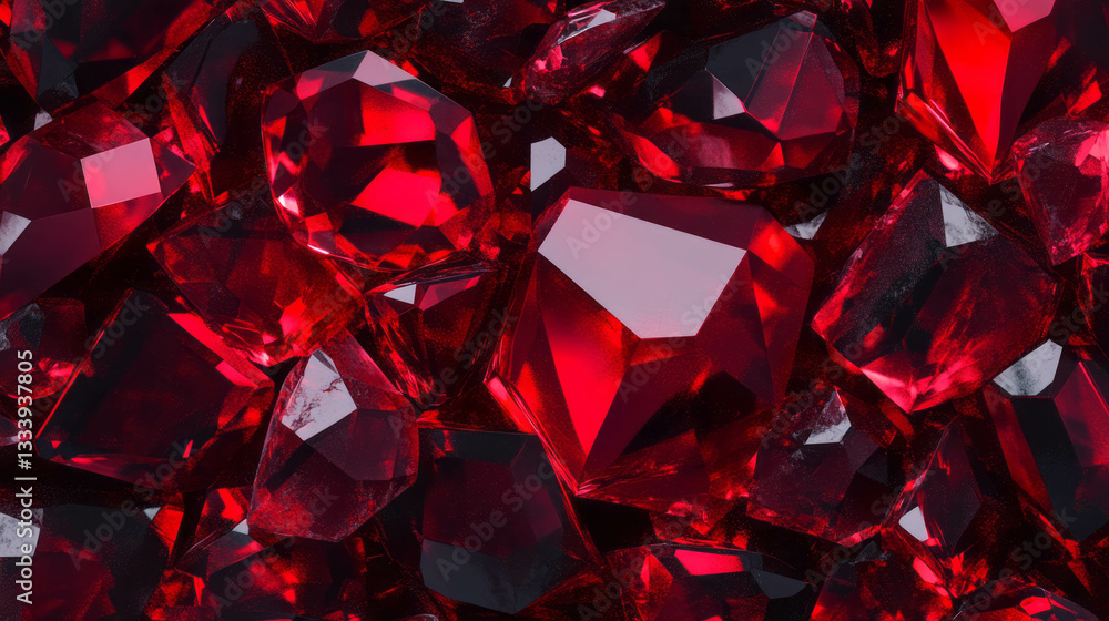 Poster captivating garnet gemstone texture with chaotic facets pattern for design