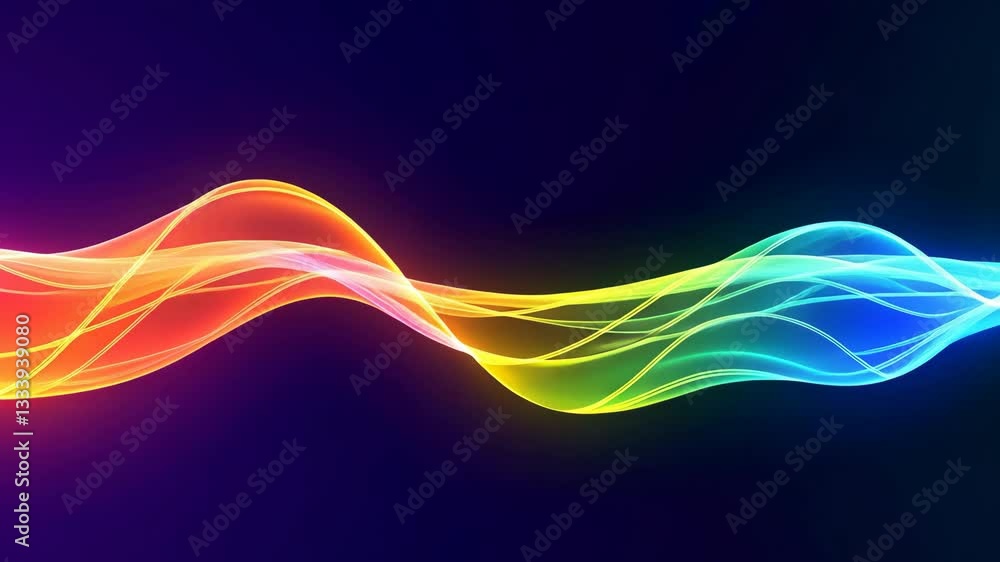 Poster vibrant and colorful wave of light flows across dark background creating dynamic and energetic visua